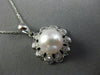 ESTATE LARGE .20CT DIAMOND & SOUTH SEA PEARL 14KT WHITE GOLD FLOWER DROP PENDANT