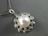 ESTATE LARGE .20CT DIAMOND & SOUTH SEA PEARL 14KT WHITE GOLD FLOWER DROP PENDANT