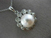 ESTATE LARGE .20CT DIAMOND & SOUTH SEA PEARL 14KT WHITE GOLD FLOWER DROP PENDANT