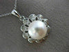 ESTATE LARGE .20CT DIAMOND & SOUTH SEA PEARL 14KT WHITE GOLD FLOWER DROP PENDANT