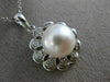 ESTATE LARGE .20CT DIAMOND & SOUTH SEA PEARL 14KT WHITE GOLD FLOWER DROP PENDANT