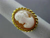 ESTATE 14KT YELLOW GOLD 3D OVAL HANDCRAFTED LADY CAMEO SWIRL ROPE DESIGN RING
