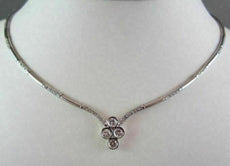 ANTIQUE 1.10CT 18K DIAMOND FLOWER DIAMOND BY THE YARD WHITE GOLD NECKLACE F VVS
