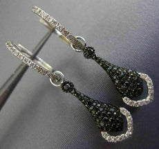 1.36CT WHITE & BLACK DIAMOND 14KT WHITE & BLACK GOLD 3D HEART TEAR DROP EARRINGS