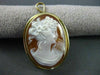 ANTIQUE LARGE 18KT YELLOW GOLD FILIGREE LADY SHELL CAMEO PENDANT & BROOCH #19491