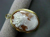 ANTIQUE LARGE 18KT YELLOW GOLD FILIGREE LADY SHELL CAMEO PENDANT & BROOCH #19491