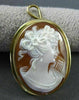 ANTIQUE LARGE 18KT YELLOW GOLD FILIGREE LADY SHELL CAMEO PENDANT & BROOCH #19491