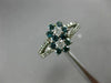 ESTATE WIDE .60CT WHITE & BLUE DIAMOND 14KT WHITE GOLD 3D DOUBLE FLOWER FUN RING