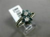 ESTATE WIDE .60CT WHITE & BLUE DIAMOND 14KT WHITE GOLD 3D DOUBLE FLOWER FUN RING