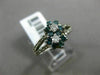 ESTATE WIDE .60CT WHITE & BLUE DIAMOND 14KT WHITE GOLD 3D DOUBLE FLOWER FUN RING