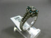 ESTATE WIDE .60CT WHITE & BLUE DIAMOND 14KT WHITE GOLD 3D DOUBLE FLOWER FUN RING