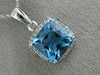ESTATE LARGE 5.22CT DIAMOND & AAA BLUE TOPAZ 14KT WHITE GOLD HALO SQUARE PENDANT