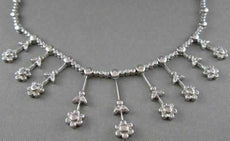 ANTIQUE 2.0CT DIAMOND 18KT WHITE GOLD DROP MULTI FLOWER ETOILE NECKLACE 17" LONG