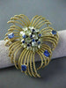 ANTIQUE LARGE OLD MINE DIAMOND & SAPPHIRE 18K YELLOW GOLD PIN / PENDANT #20615
