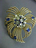 ANTIQUE LARGE OLD MINE DIAMOND & SAPPHIRE 18K YELLOW GOLD PIN / PENDANT #20615