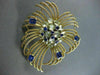ANTIQUE LARGE OLD MINE DIAMOND & SAPPHIRE 18K YELLOW GOLD PIN / PENDANT #20615