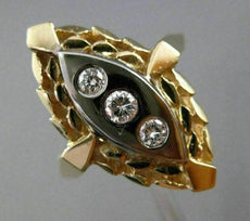 ANTIQUE .10CT DIAMOND 14KT WHITE & YELLOW GOLD 3 STONE ETOILE FLORAL RING #21030