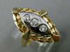 ANTIQUE .10CT DIAMOND 14KT WHITE & YELLOW GOLD 3 STONE ETOILE FLORAL RING #21030