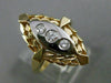 ANTIQUE .10CT DIAMOND 14KT WHITE & YELLOW GOLD 3 STONE ETOILE FLORAL RING #21030