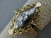ANTIQUE .10CT DIAMOND 14KT WHITE & YELLOW GOLD 3 STONE ETOILE FLORAL RING #21030