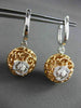 ANTIQUE 5.16CT DIAMOND 18KT TWO TONE GOLD FILIGREE DOUBLE SIDED HANGING EARRINGS