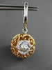 ANTIQUE 5.16CT DIAMOND 18KT TWO TONE GOLD FILIGREE DOUBLE SIDED HANGING EARRINGS