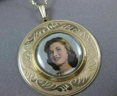ANTIQUE LARGE 14KT YELLOW GOLD VICTORIAN FILIGREE PENDANT WITH PICTURE #22516