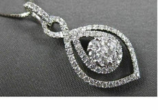 ANTIQUE .70CT DIAMOND 18KT WHITE GOLD FLOWER INFINITY DROP PENDANT & CHAIN
