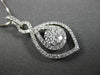 ANTIQUE .70CT DIAMOND 18KT WHITE GOLD FLOWER INFINITY DROP PENDANT & CHAIN
