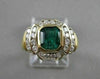 ANTIQUE 1.71CTW DIAMOND EMERALD 18K YELLOW GOLD BEZEL CHANNEL COCKTAIL RING #231