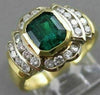 ANTIQUE 1.71CTW DIAMOND EMERALD 18K YELLOW GOLD BEZEL CHANNEL COCKTAIL RING #231