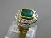 ANTIQUE 1.71CTW DIAMOND EMERALD 18K YELLOW GOLD BEZEL CHANNEL COCKTAIL RING #231