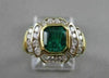 ANTIQUE 1.71CTW DIAMOND EMERALD 18K YELLOW GOLD BEZEL CHANNEL COCKTAIL RING #231