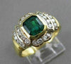 ANTIQUE 1.71CTW DIAMOND EMERALD 18K YELLOW GOLD BEZEL CHANNEL COCKTAIL RING #231