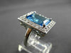 ANTIQUE 8.17CT DIAMOND & AAA BLUE TOPAZ 14K WHITE GOLD FILIGREE EMERALD CUT RING