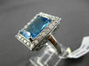 ANTIQUE 8.17CT DIAMOND & AAA BLUE TOPAZ 14K WHITE GOLD FILIGREE EMERALD CUT RING