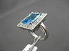 ANTIQUE 8.17CT DIAMOND & AAA BLUE TOPAZ 14K WHITE GOLD FILIGREE EMERALD CUT RING