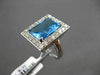 ANTIQUE 8.17CT DIAMOND & AAA BLUE TOPAZ 14K WHITE GOLD FILIGREE EMERALD CUT RING