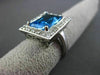 ANTIQUE 8.17CT DIAMOND & AAA BLUE TOPAZ 14K WHITE GOLD FILIGREE EMERALD CUT RING