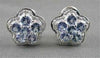 ANTIQUE 14KT WHITE GOLD 2.74CT DIAMOND & TANZONITE FLOWER STUD EARRINGS