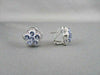 ANTIQUE 14KT WHITE GOLD 2.74CT DIAMOND & TANZONITE FLOWER STUD EARRINGS