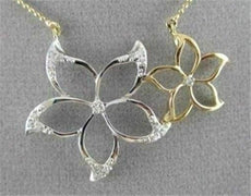 ANTIQUE LARGE TWO TONE 18KT FLOWER DIAMOND NECKLACE BEAUTIFUL ONE OF A KIND!!!