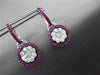 ANTIQUE 1.53CT PINK SAPPHIRE & DIAMOND 18KT WHITE GOLD FLOWER HANGING EARRINGS