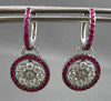 ANTIQUE 1.53CT PINK SAPPHIRE & DIAMOND 18KT WHITE GOLD FLOWER HANGING EARRINGS