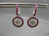 ANTIQUE 1.53CT PINK SAPPHIRE & DIAMOND 18KT WHITE GOLD FLOWER HANGING EARRINGS