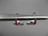 ANTIQUE 1.53CT PINK SAPPHIRE & DIAMOND 18KT WHITE GOLD FLOWER HANGING EARRINGS