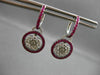 ANTIQUE 1.53CT PINK SAPPHIRE & DIAMOND 18KT WHITE GOLD FLOWER HANGING EARRINGS