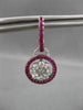 ANTIQUE 1.53CT PINK SAPPHIRE & DIAMOND 18KT WHITE GOLD FLOWER HANGING EARRINGS