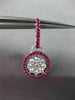 ANTIQUE 1.53CT PINK SAPPHIRE & DIAMOND 18KT WHITE GOLD FLOWER HANGING EARRINGS