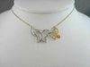 ANTIQUE 18KT WHITE & YELLOW DOUBLE BUTTERFLY DIAMOND NECKLACE